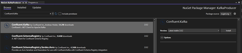 Kafka with Dotnet Core